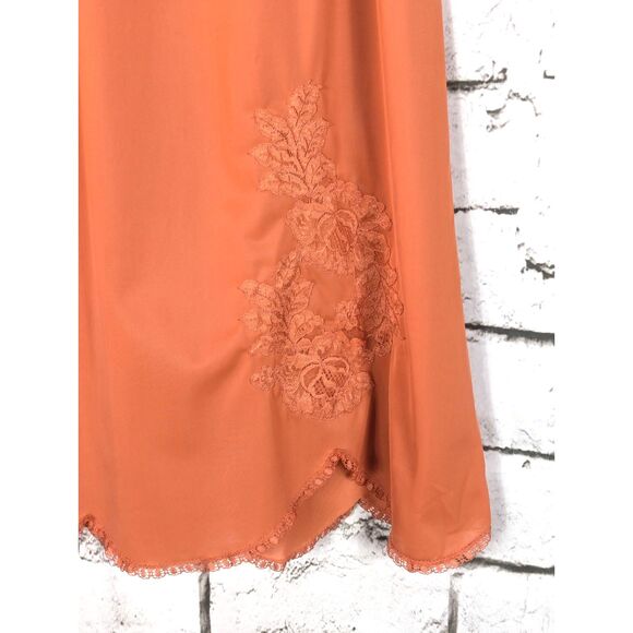 VINTAGE VANITY FAIR Nylon Lace 1/2 Slip Burnt Orange Coquette Cottage Medium - Picture 2 of 7
